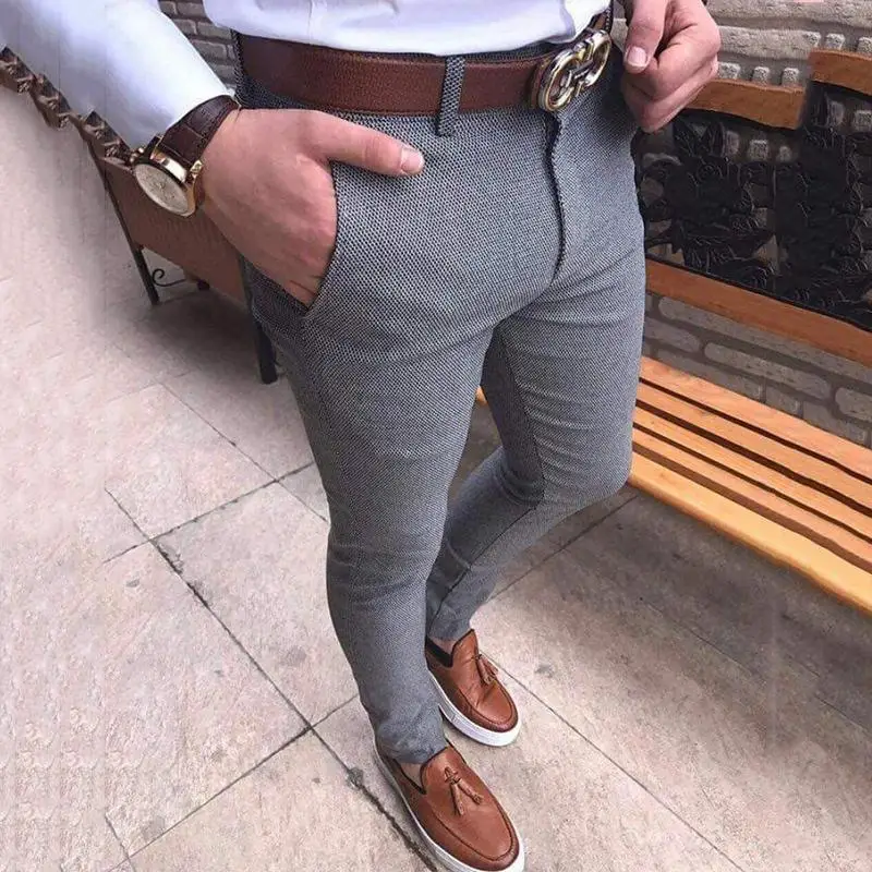 Мужские модные повседневные брюки деловые облегающие длинные костюм для отдыха