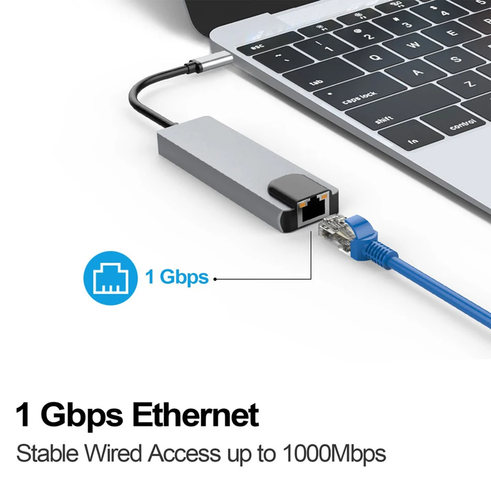 Type C-HDMI/RJ45/2 * USB 3 0/type C зарядный порт 5 в 1 концентратор Gigabit Ethernet LAN 1000 м HDMI UHD 4K дисплей