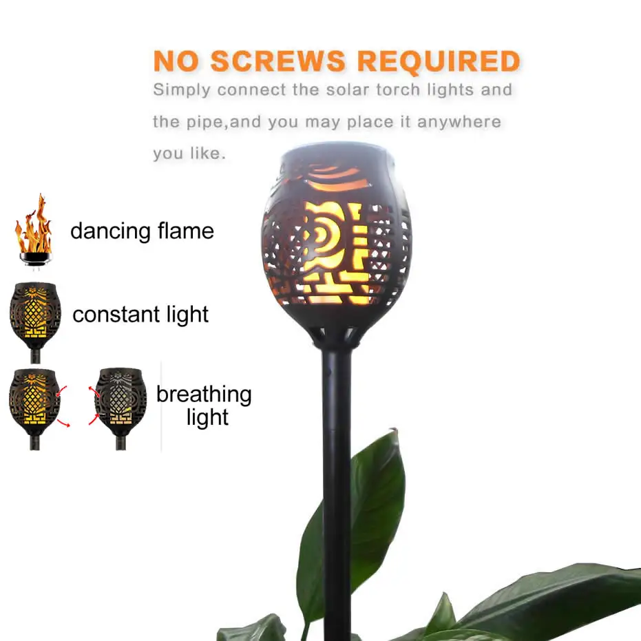 Solar 96LED Lawn Dancing flame Torch Lights radar 3 working mode NEW LED Flame Flicke torch Landscape Garden Lamp L | Лампы и