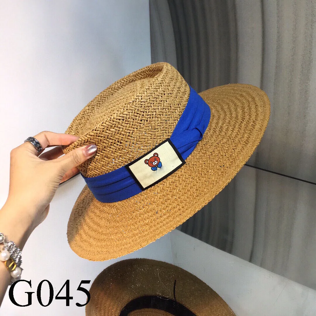 

G045 New temperament casual straw woven straw hat design, high-quality denim full-print fisherman hat, sun visor fashion style