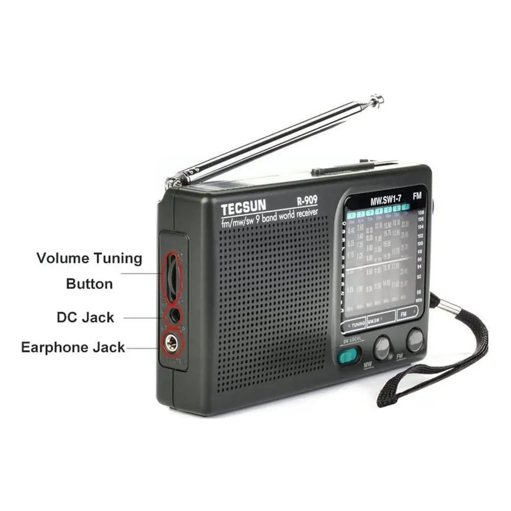 Новинка Tecsun R 909 R909 радио FM / MW SW 9 диапазонов tecsun удобный портативный приемник