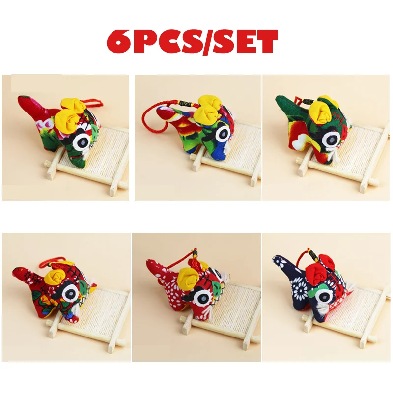 

Handmade Cloth Tiger Dolls Beautiful Chinese Plush Toys Wedding Birthday Gifts (6pcs/Set)