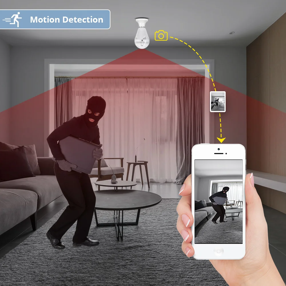 IP-камера видеонаблюдения с лампочками Wi-Fi 360 градусов | Безопасность и защита