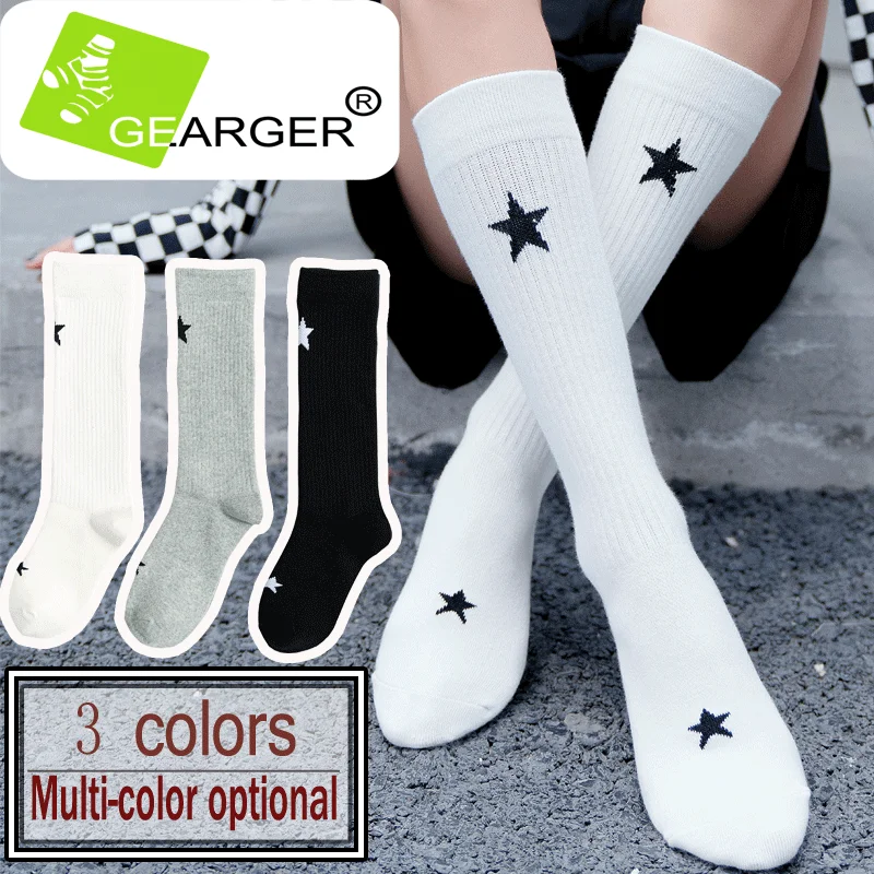 Женские носки до бедер высокого качества высокие пятиконечные звезды девушки с