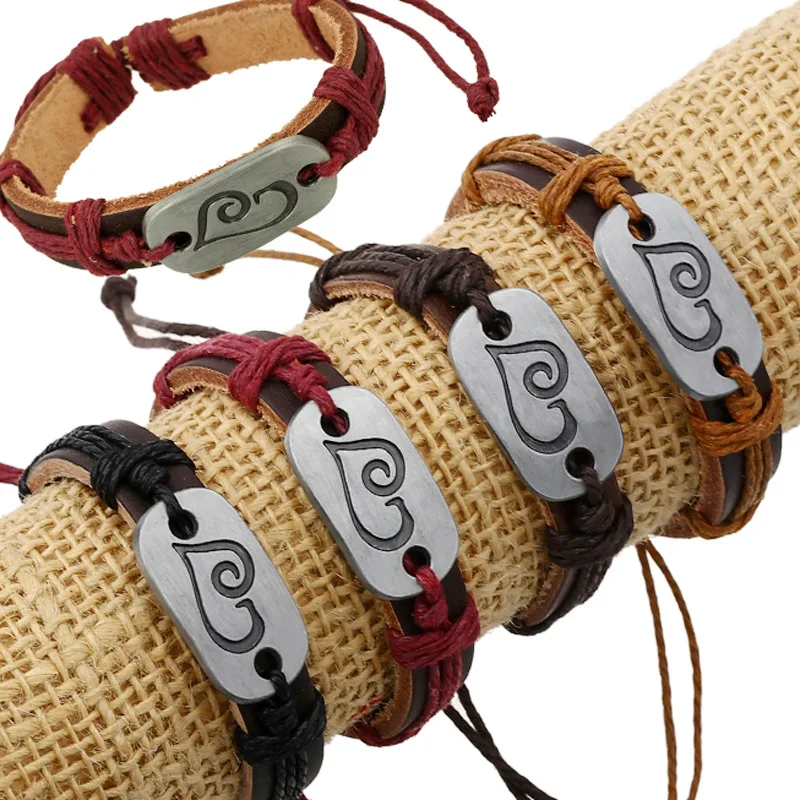 Браслет из натуральной кожи в виде сердечек | Украшения и аксессуары