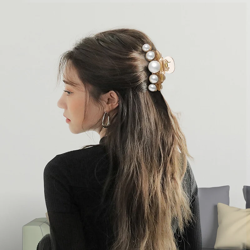 

Women Geometric Shaped Pearls Hair Clips Hair Claws Big Small Size Hairpins Banana Clip For Ornaments Barrettes Hair Accessories