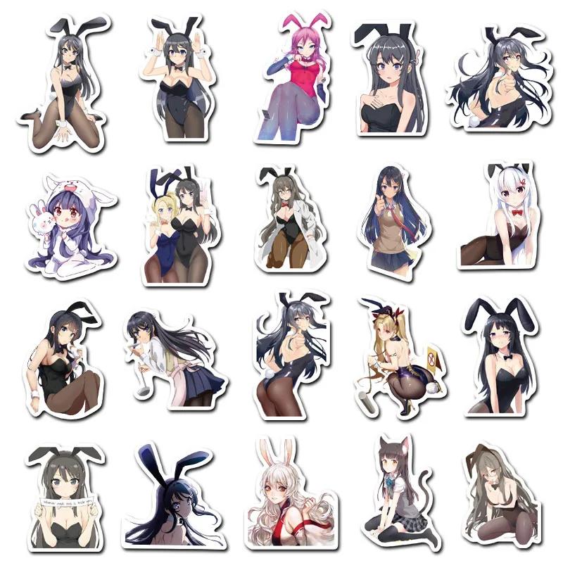 Pegatinas de Anime para chica conejito Sakurajima Mai, 50 Uds., mochila impermeable, port&aacute;til, Moto, monopat&iacute;n, equipaje, juguete de regalo-1