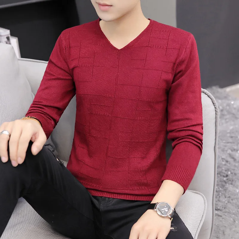 

Men Sweaters V-neck Thin Long Sleeve Slim Fit In Leisure White Pink Black Grey Pullover Men Spring Autumn Casual Mens Sweaters