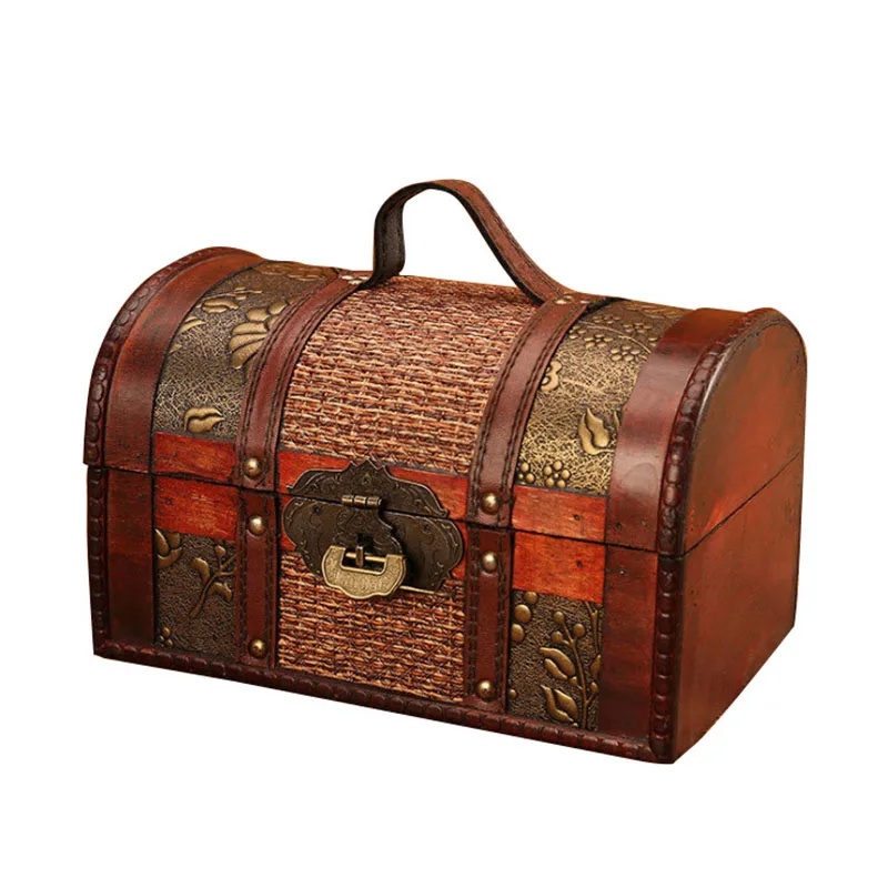 Классическая деревянная коробка с замком Европейский ретро креативный ящик для