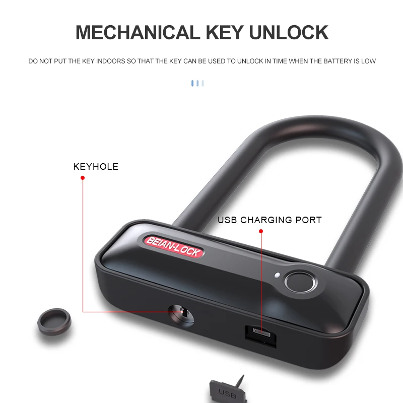 

Co-He Fingerprint U-shaped Lock Battery Car Motorcycle Lock Glass Door Fingerprint Lock Anti-shear and Anti-tamper Safety Lock