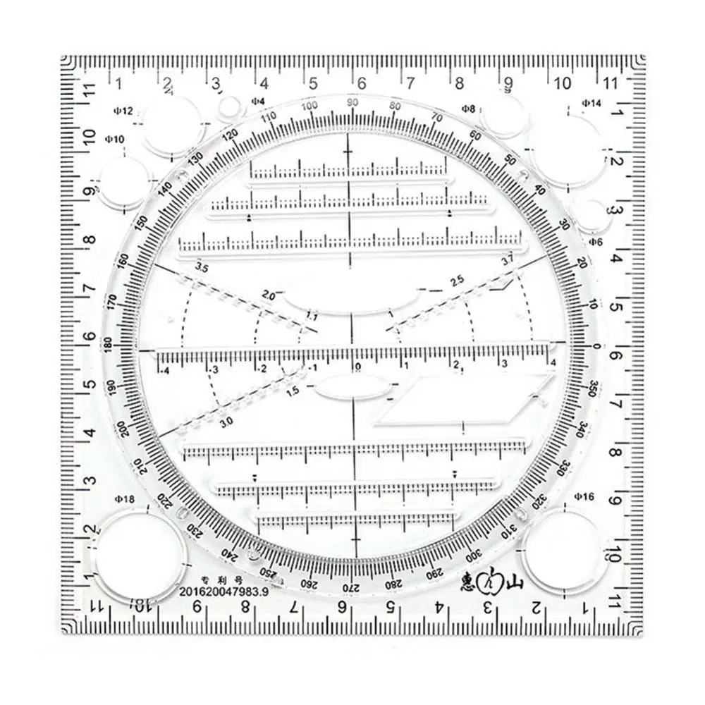 

Multi-function Art Design Drawing Ruler Stereo Geometry Template Bow School Ruler Shape Accessories Plotter Ruler Ellipse P2J0