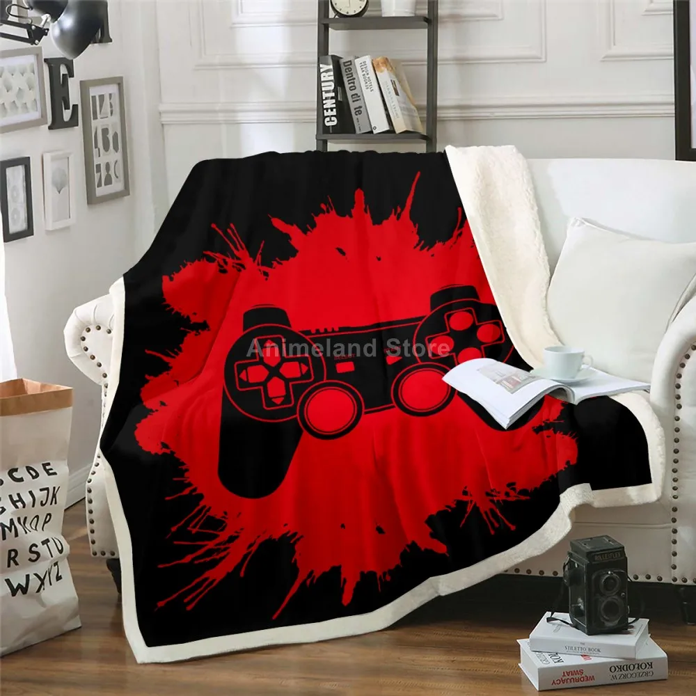 

Red Gamepad Kids Throw Blanket 3D Print Fleece Blankets For Beds Home Textile Luxury Soft Adult Gift Warm Bedspread Game Gamer