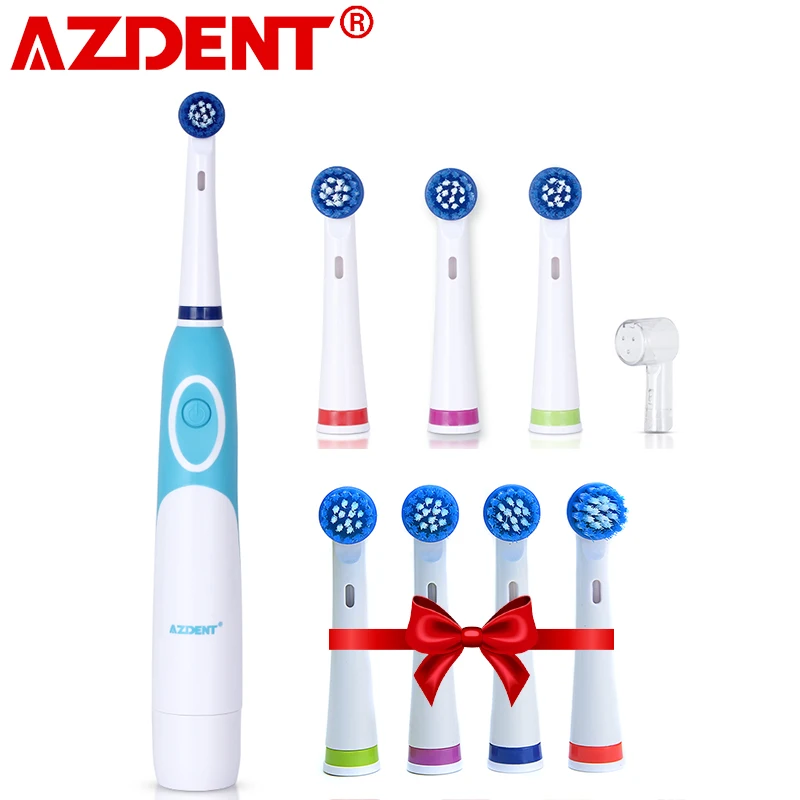 AZDENT Горячая вращающаяся электрическая зубная щетка с сменными головками