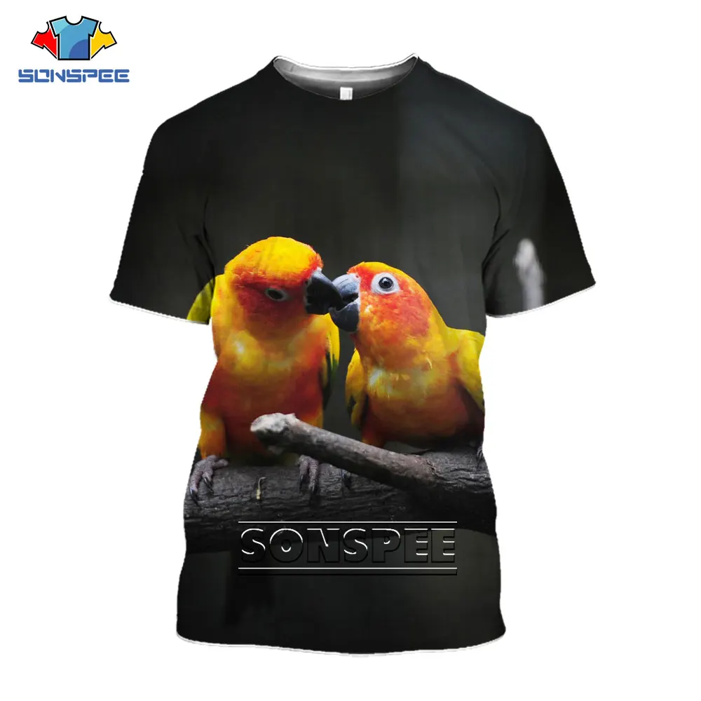 

SONSPEE T Shirts Summer New Men Women Beach 3D Print Parrot Cute Street Fashion Sports Fitness Harajuku Casual T-shirt