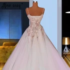 2021 блестящее вечернее платье на бретелях-спагетти с бисером, длинное ТРАПЕЦИЕВИДНОЕ свадебное платье с аппликацией 2021, мусульманское турецкое Пышное Платье