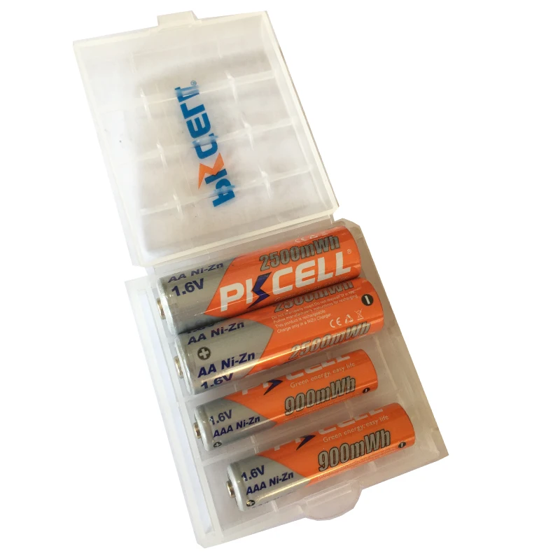 

PKCELL Battery Rechargeable NIZN Batteries AAA 900mWh 4Pcs and 4Pcs AA 2500mWh with 2Pc Battery Storage Case for AA AAA Batteria