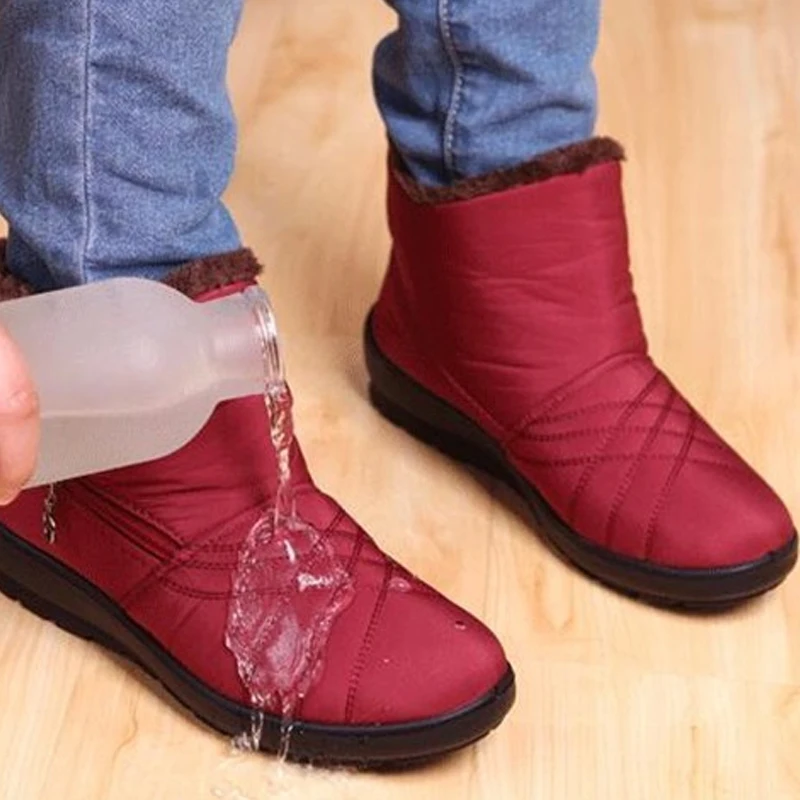 

CEYANEAO 2019 Waterproof Flexible Cube Woman Boots High Quality Cozy Fur Side Zip Snow Boots Winter Shoes Woman Plus Size E1404