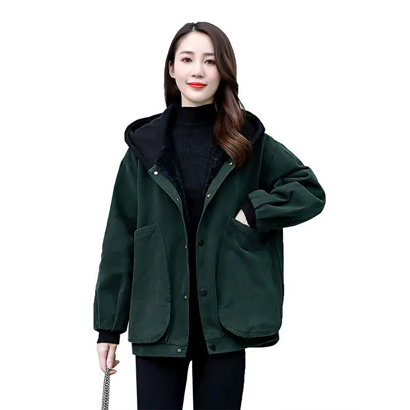 

Autumn and winter 2020 new plush thick coat women's short Korean loose small leisure Parka cotton padded jacket