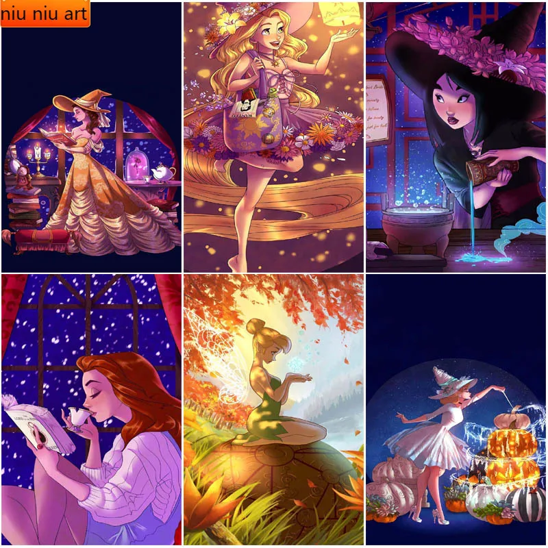 

Алмазная 5D картина «ведьма» из мультфильма Disney, полноразмерная/Круглая Мозаика из страз, украшение для дома, подарок, ручная работа