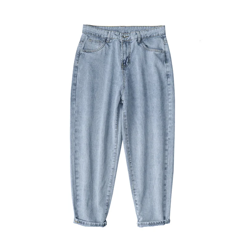 

2020 Summer new men's jeans fashion simple solid color jeans straight trousers cotton high quality harem pants men blue XXL