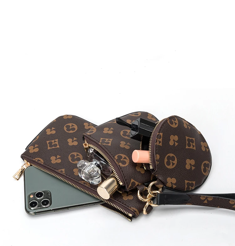 

Leather 3-in-1 Clutch Hand Bags PU Women Causal Clutch-bag Unisex Purse and Bag Small Zipper Floral Handbags and Wallet Luxury