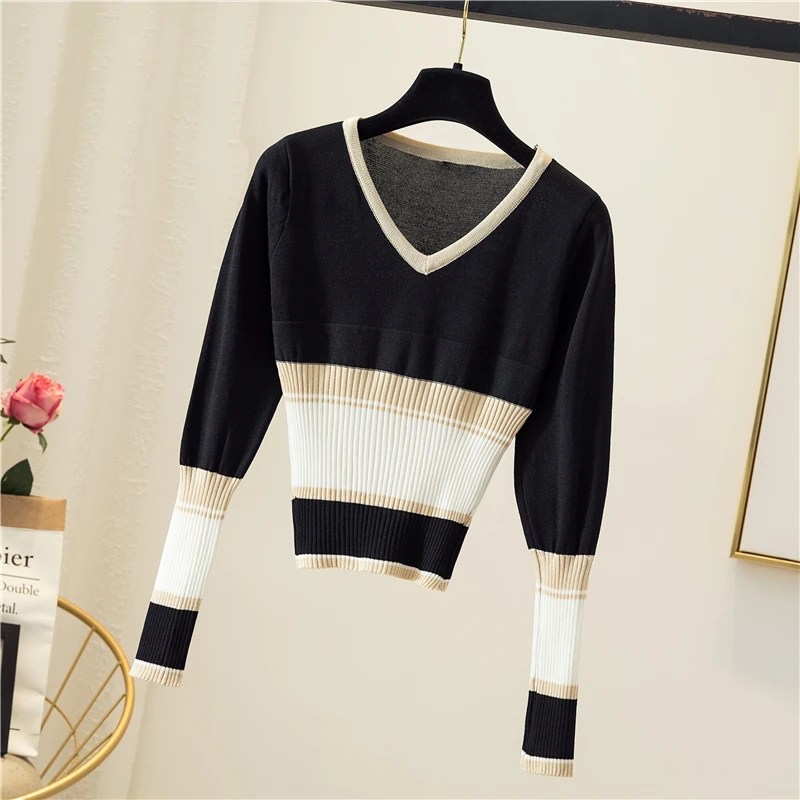 JoinYouth короткие полосатые женские свитера с высокой талией 2020 осень зима