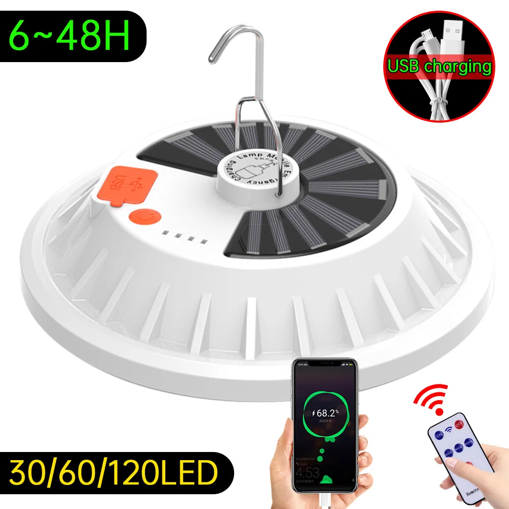 Портативный туристический фонарь 2 в 1 120 светодиодов солнечная батарея зарядка