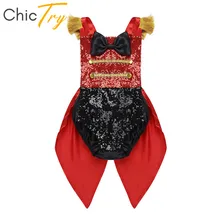 ChicTry Baby Girls Sleeveless Sequins Romper Toddlers Halloween Cosplay Birthday Theme Party Circus Costume Ringmaster Outfit