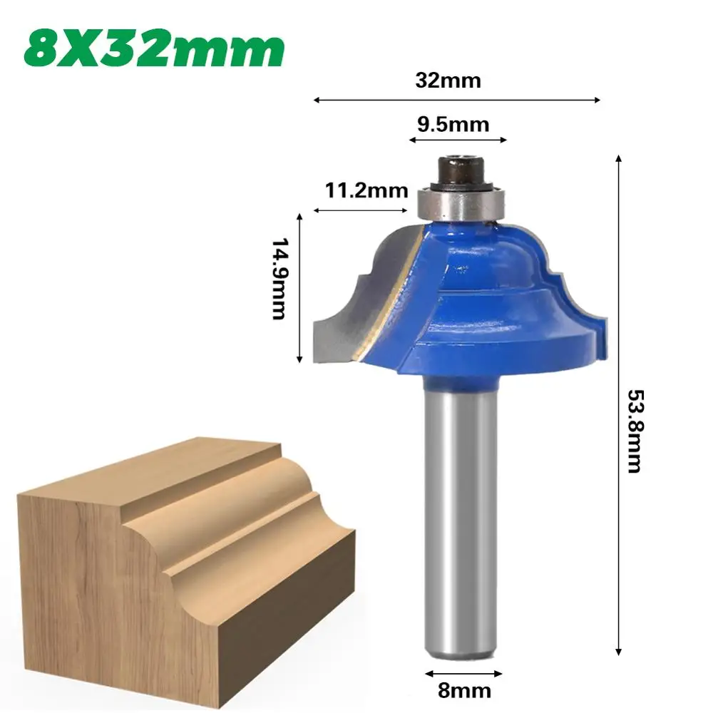 1 шт. Высокое качество двойной Римский Ogee фреза для отделки кромки бит-Большой-8 мм