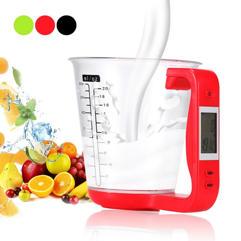 

Hostweigh Measuring Cup Kitchen Scales Digital Beaker Libra Electronic Tool Scale with LCD Display Temperature Measurement Cups