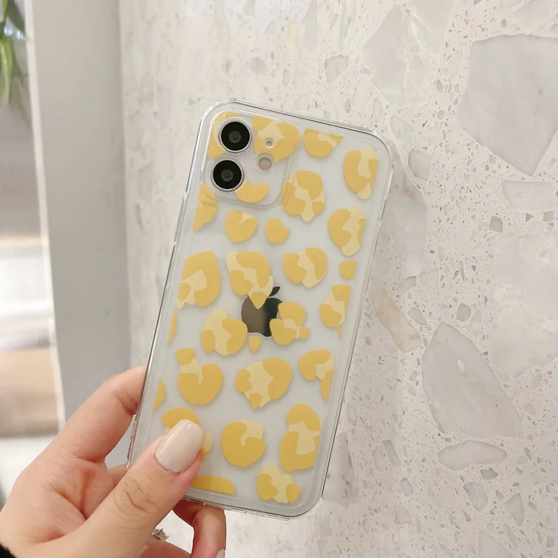 

2021 Fashion Yellow Leopard Cover Case For iPhone 12 12Pro 12Mini 12ProMax 11 11Pro 11ProMax SE2020 8 7Plus 8Plus X XR XSMAX XS