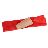 high quality 1pc red silk with 1pc soft thumb tip finger fake magic trick close up vanish appearing finger tricks toys