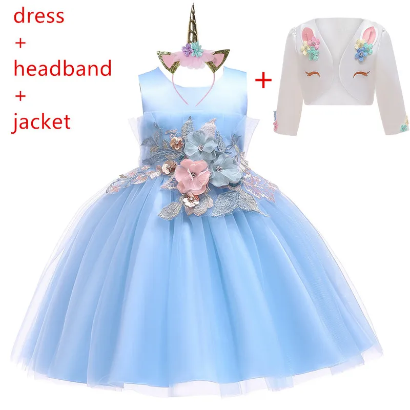 Платье принцессы с цветочным рисунком единорога для девочек платье-пачка на