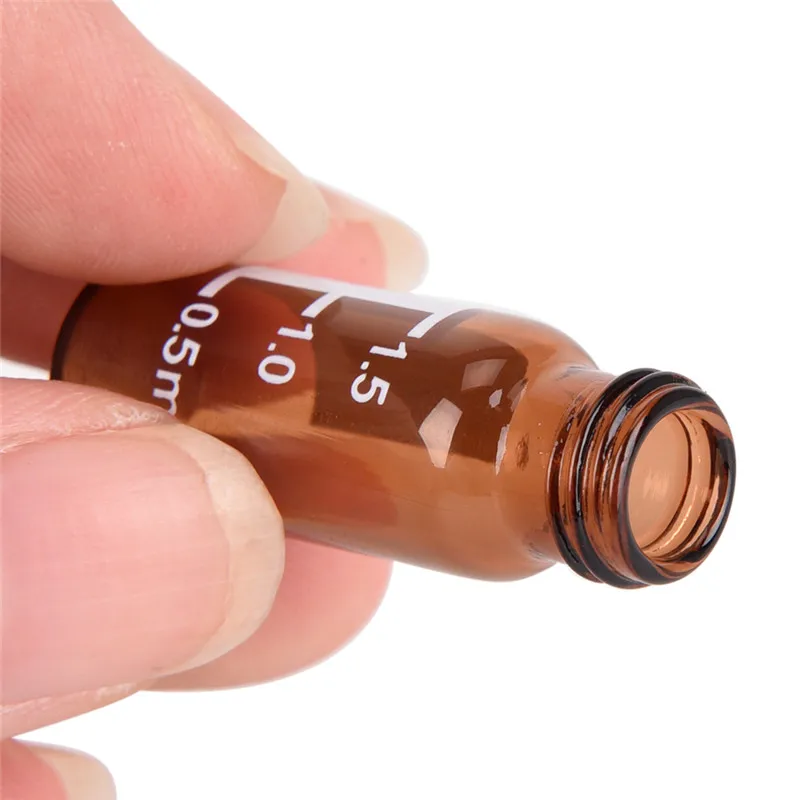 

5pcs Brown Glass Bottles Graduated Round Glass Reagent Bottle With Blue Screw Cap Sample Vials 2ml Injection Glass Vial