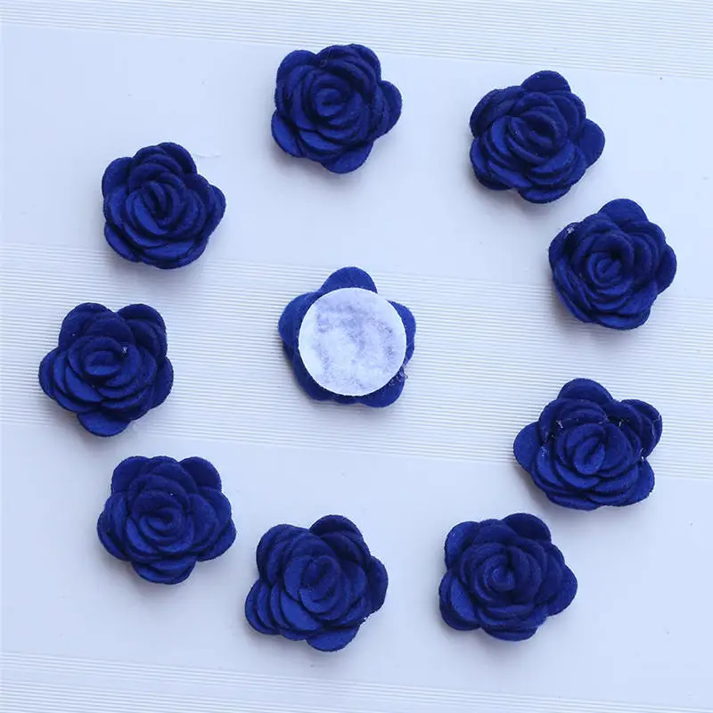 dark blue 100 шт./лот Бургундия Мода Нетканая тканевая Роза для свадебного букета искусственные розы цветы для дома декоративные - Цвет: dark blue