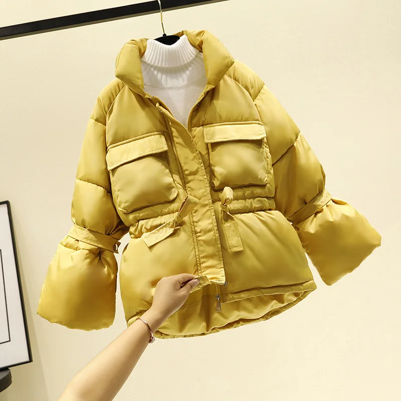 

Women winter jackets parkas 2020 Fashion Thick warm Lantern sleeve tops jackets Slim solid sweet jackets for female