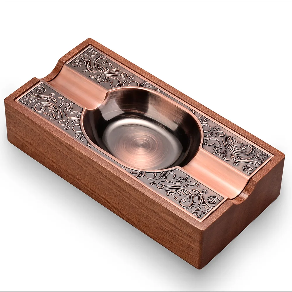 

Luxury Carved Cigar Ashtray Large Diameter Cigar Ashtray Windproof Merbau Solid Wood Cigar Gadgets Tobacco Cigarette Ash Tray