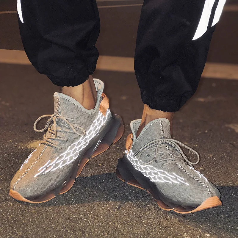 Обувь большого размера Тканевая обувь с рыбьей чешуей светящаяся для бега