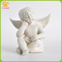 new thinking angel silicone moulds soap plaster resin angel candle mould home decoration tools