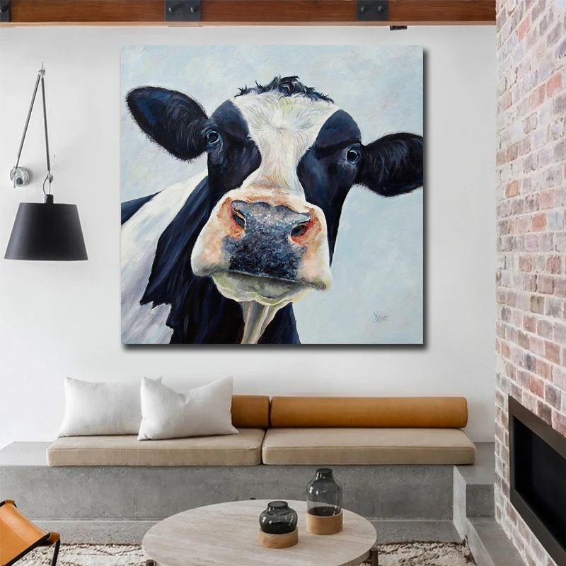 

Modern Cute Cow Canvas Painting Posters And Prints Animal Wall Art Pictures For Living Room Home Decor Dropshipping