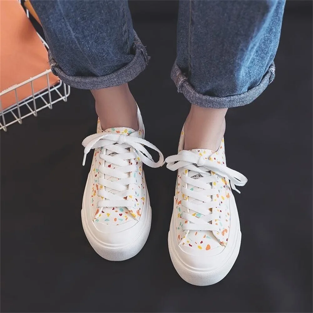Кеды женские с цветочным принтом повседневные холщовые кроссовки на шнуровке