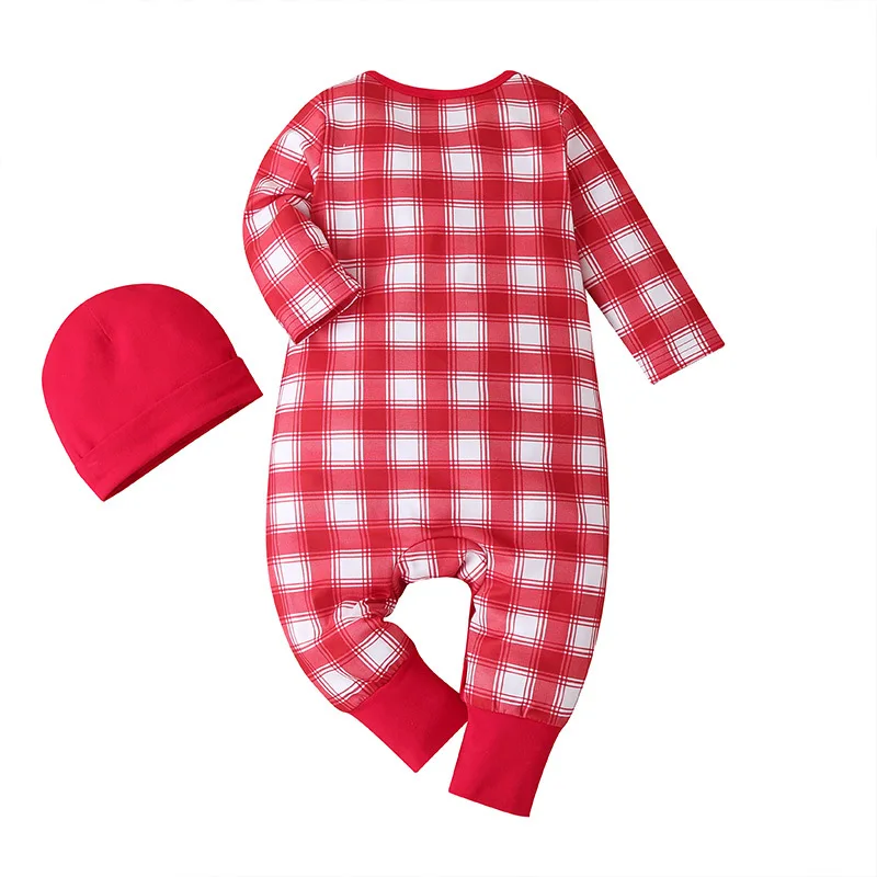 

2020 Winter Style Infant Newborn Baby Romper Long Sleeve Red Plaid Cute Jumpsuits Babys Clothes Outfits 0-24M