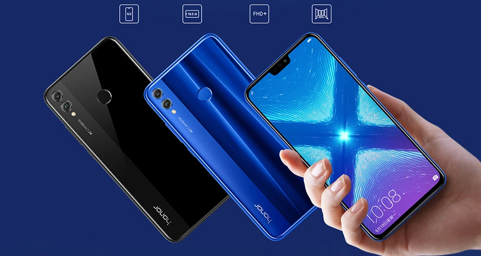 Полноэкранный Смартфон Honor 8X6,5 дюйма с глобальной прошивкой OTA, не 8x max, мобильный телефон Android 8,1, Восьмиядерный сканер отпечатков пальцев