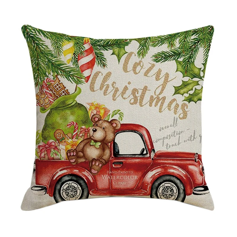 

Christmas Pillowcase Santa Square Home Special Decor Linen Pillow Cases Cushion Covers for Sofa Car Gift 45X45CM