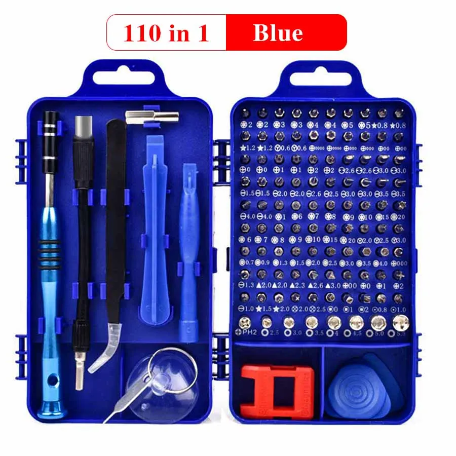 110in1 blue 115/110 в 1 Набор отверток мини Прецизионная отвертка мульти компьютер ПК мобильный телефон устройство ремонт ручные инструменты для дома - Цвет: 110in1 blue