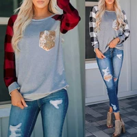 2021 winter new design fashion female long sleeve blouse loose sequin ladies tops