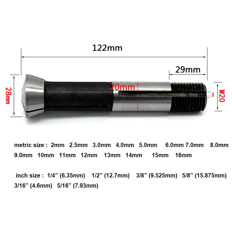 Цанга универсальная для резака 1/8 дюйма 3/16 1/4 5/16 3/8 1/2 дюйма|collet|grinder collets |