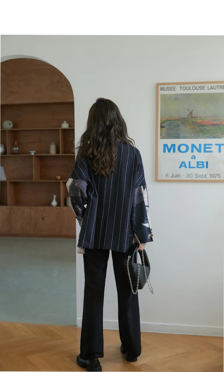 Женский блейзер с полосатым принтом в стиле пэчворк осень-весна 2020 - купить по