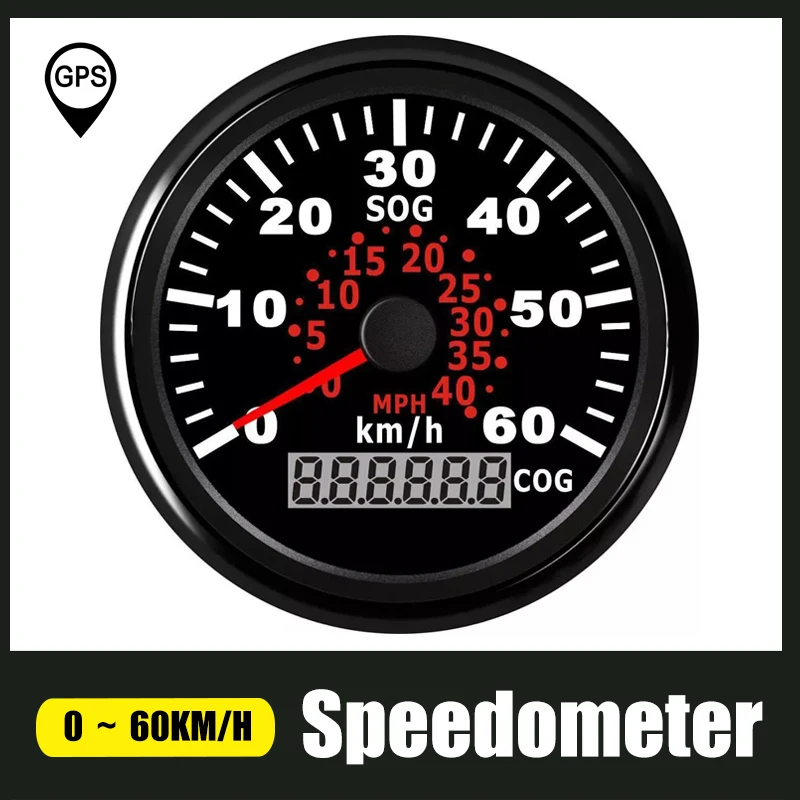 

Универсальный GPS Спидометр с красным Подсветка для мото Авто Грузовик морской катер 60 км/ч Водонепроницаемый 85 мм одометр датчик 12V/24V