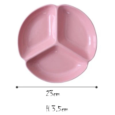 plate-9 inch pink Японский разделенный поднос разделенная тарелка для завтрака для обеда ужина Heatable керамическая тарелка для домашнего отеля ресторана шуол - Цвет: plate-9 inch pink